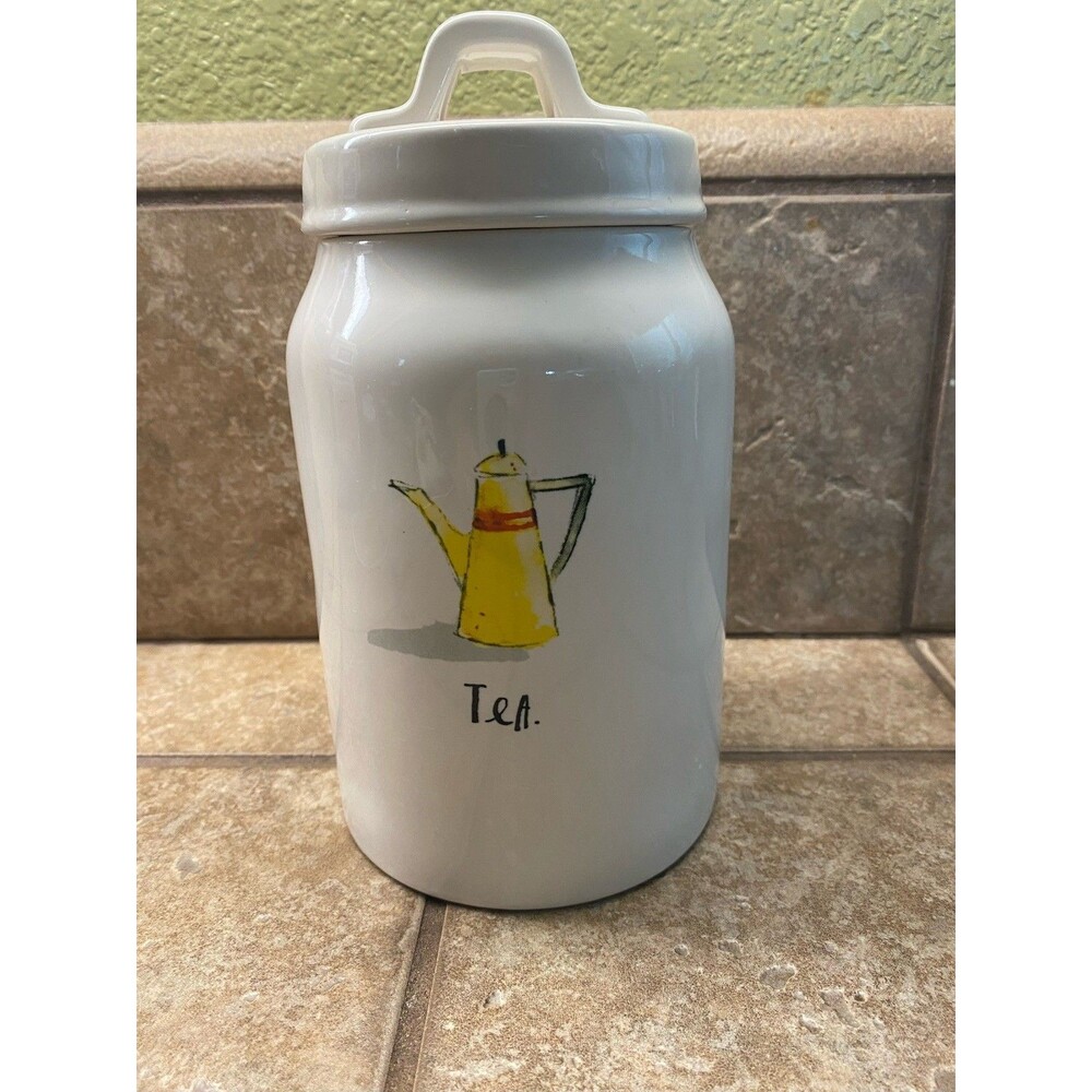 Rae Dunn Tea Boutique French Sketch Canister Jar Container Teapot Lid Rare Lid